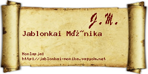 Jablonkai Mónika névjegykártya